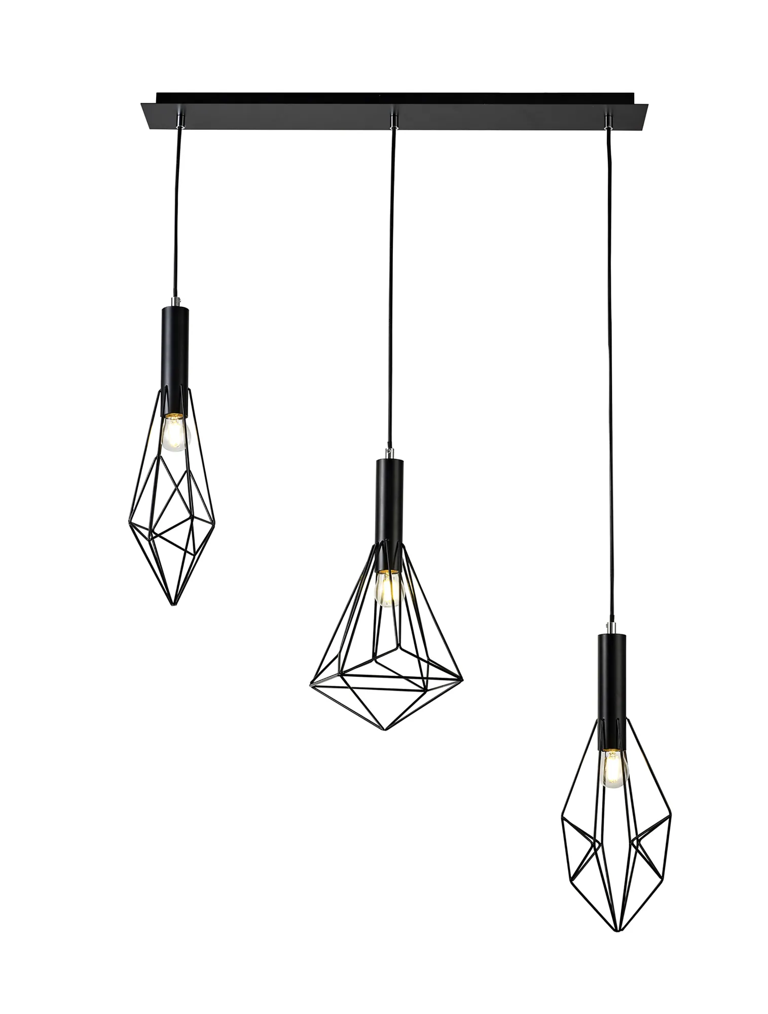 D0488  Kristoff Geometric Pendant Linear 3 Light Black